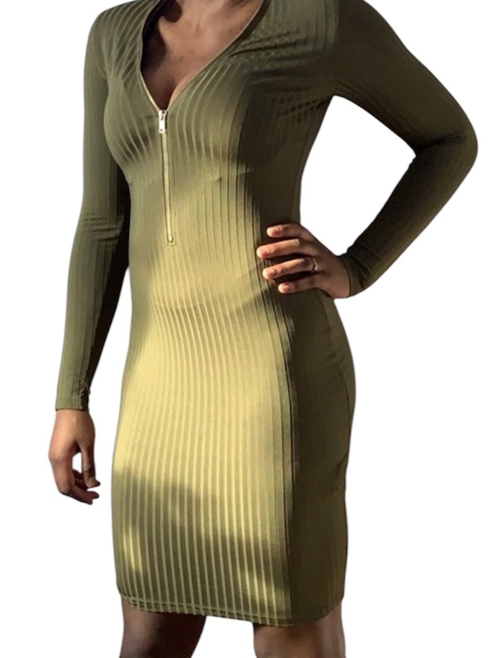5/25$ ✨ Another Story Olive Ribbed Sexy Dress